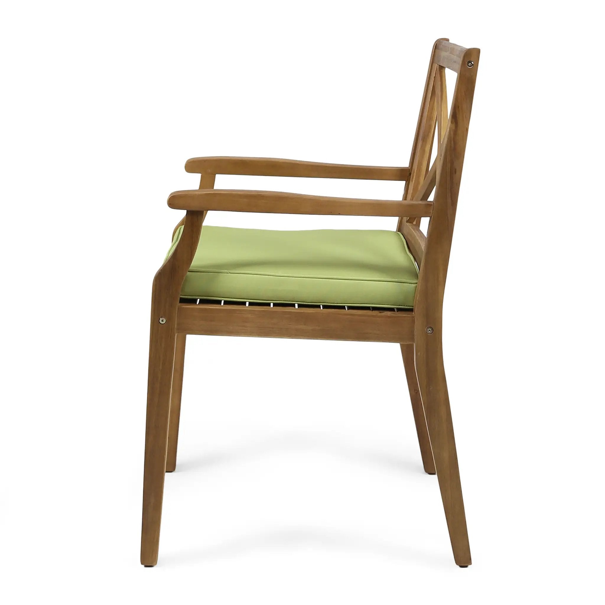 7 Pieces Acacia Wood Outdoor Dining Set with Green Cushions by HouseOfZazla