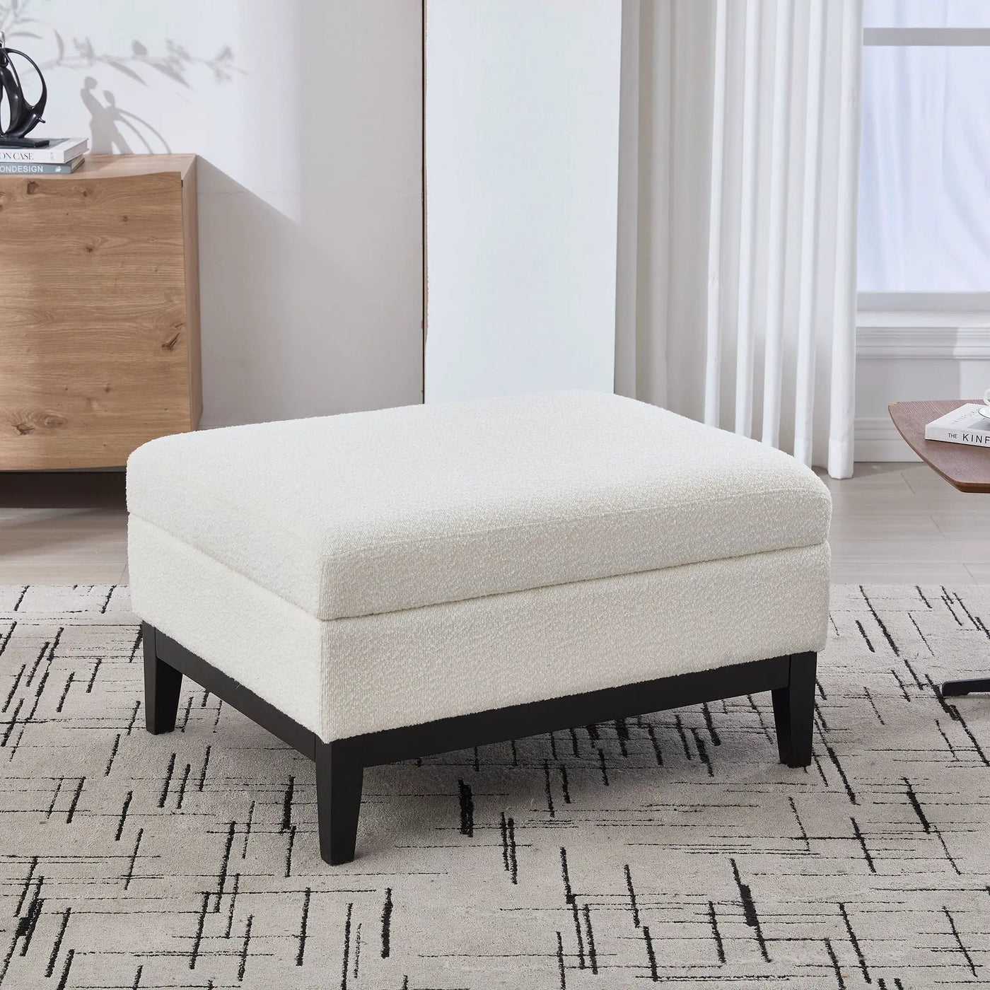 Upholstered Storage Ottoman With Reversible Lid Coffee Table With Rubberwood Legs by Unique Piece Furniture