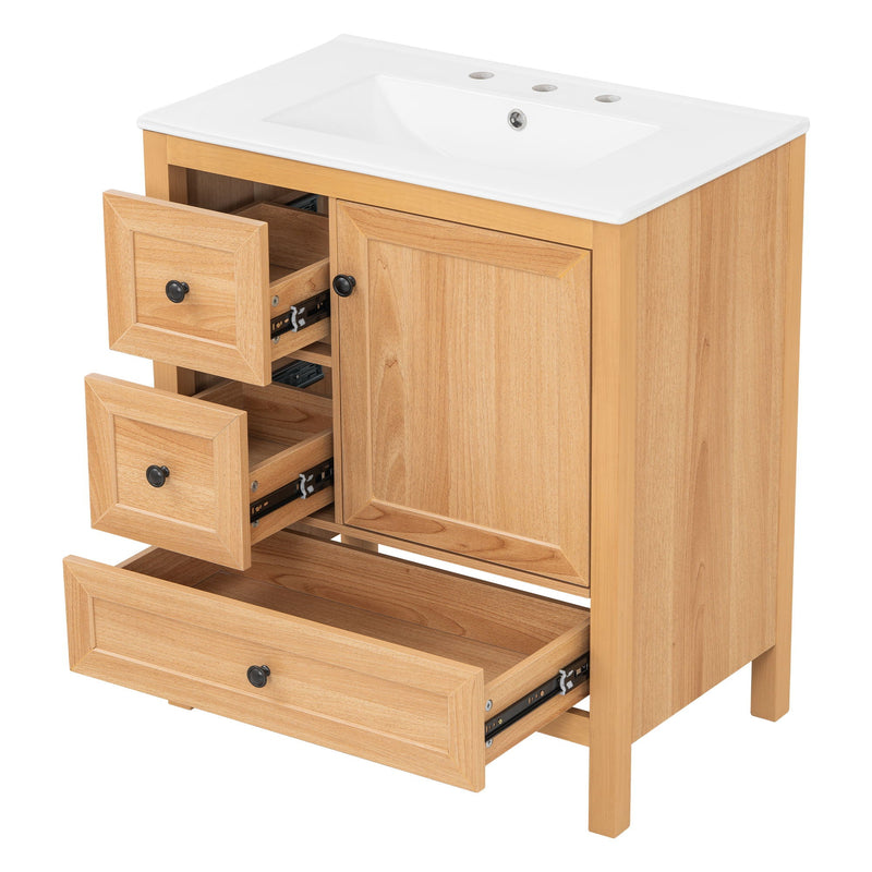 Modern Bathroom Vanity With Sink, Soft Close Drawers & Door, Storage Rack by HouseOfZazla