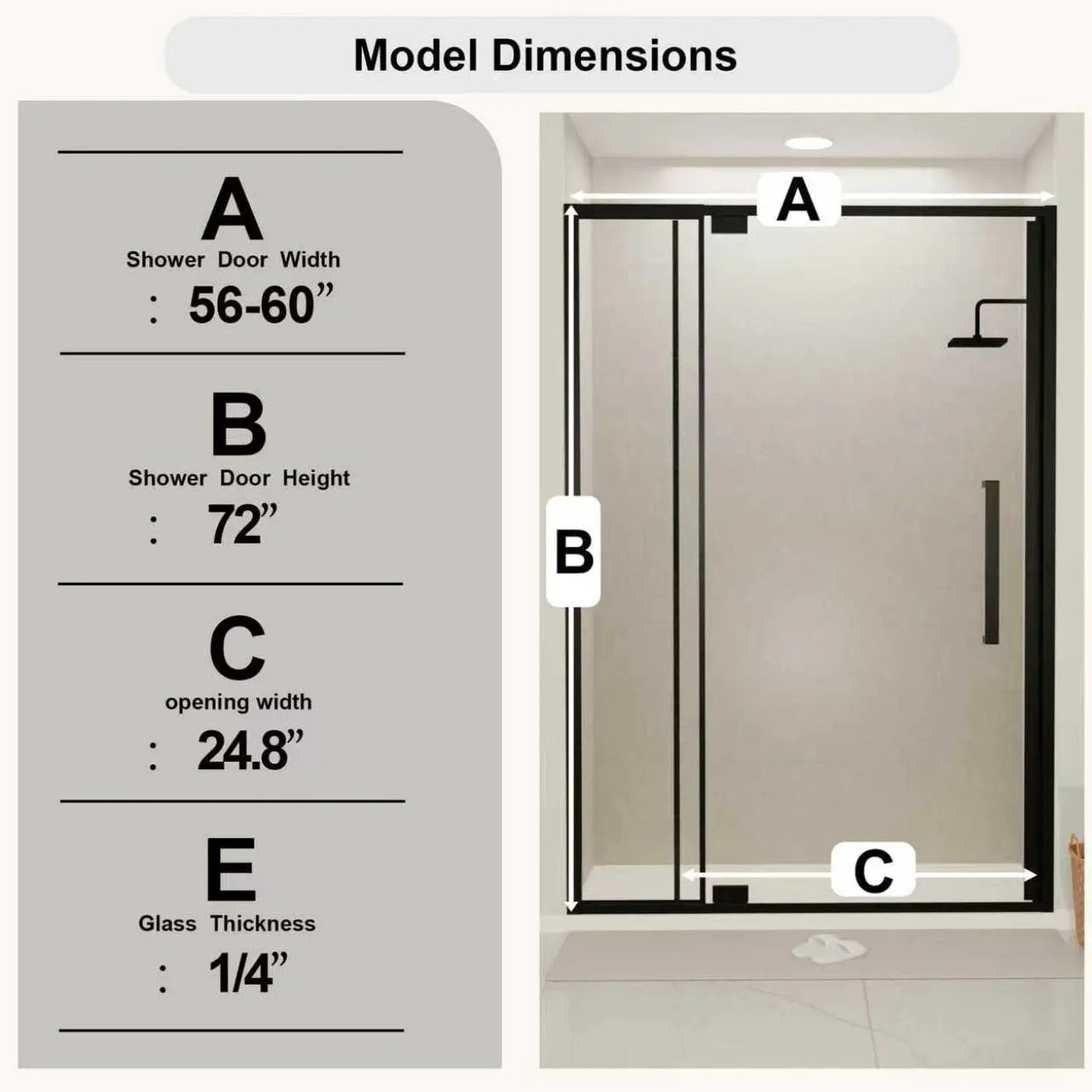 Semi Frameless Pivot Hinged Shower Door, Reversible Design by HouseOfZazla