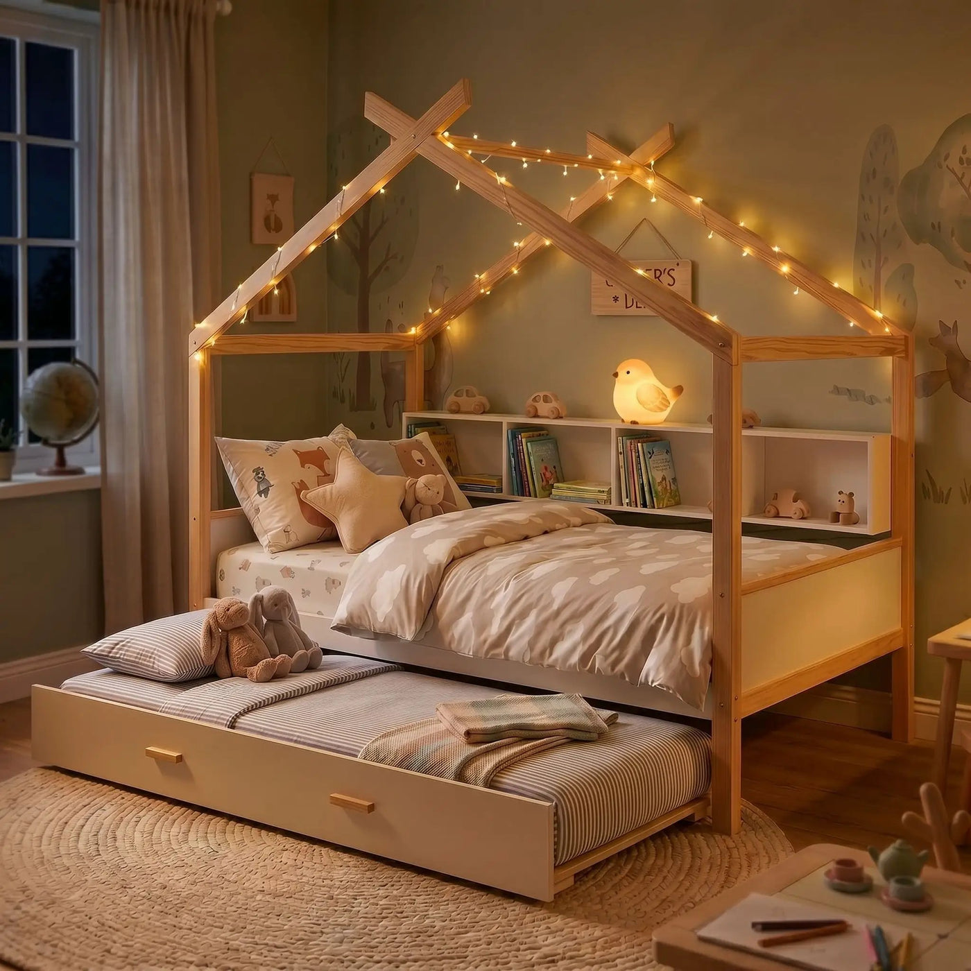 House Bed With Bookshelf Storage by HouseOfZazla