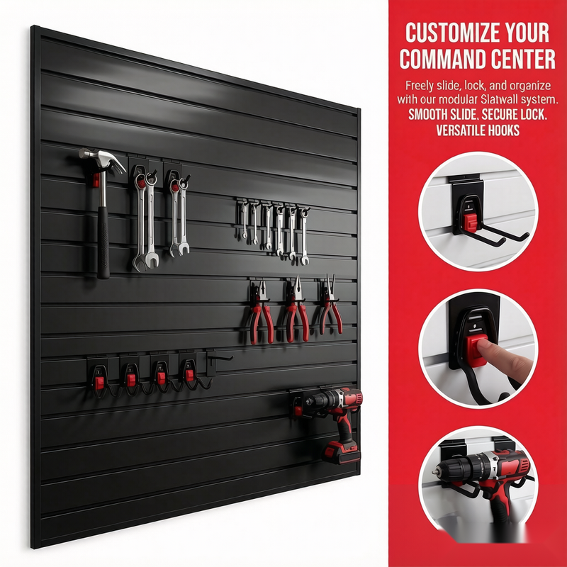 PVC Slatwall Panel Kit, 4x4ft Garage Wall Storage System, photo 10 of 10