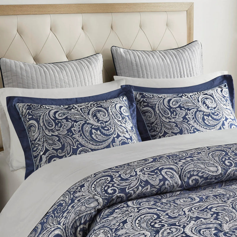 12 Piece Comforter Set with Cotton Bed Sheets Navy Queen by HouseOfZazla