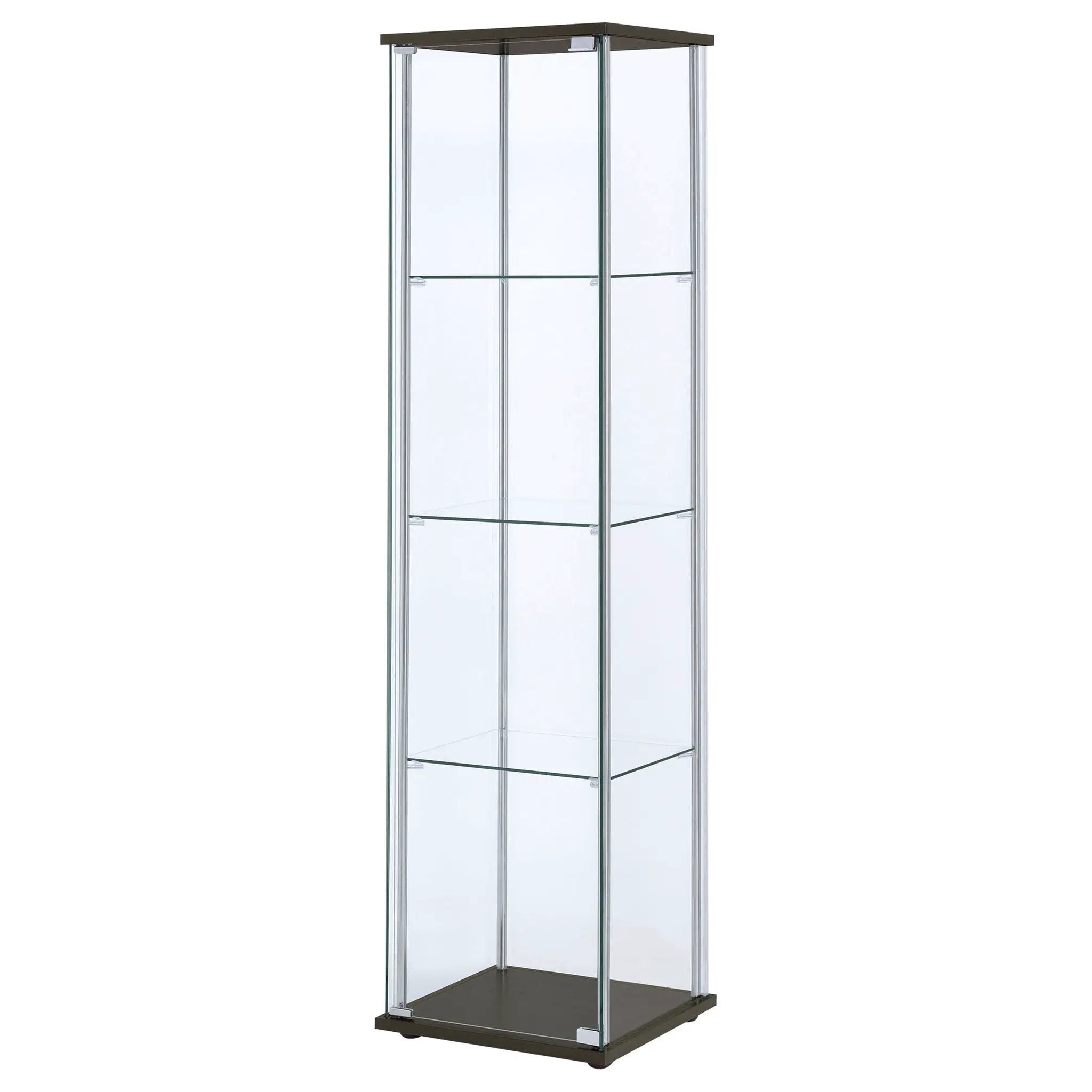 Bellatrix 3-shelf Clear Glass Curio Cabinet Cappuccino by Unique Piece Furniture