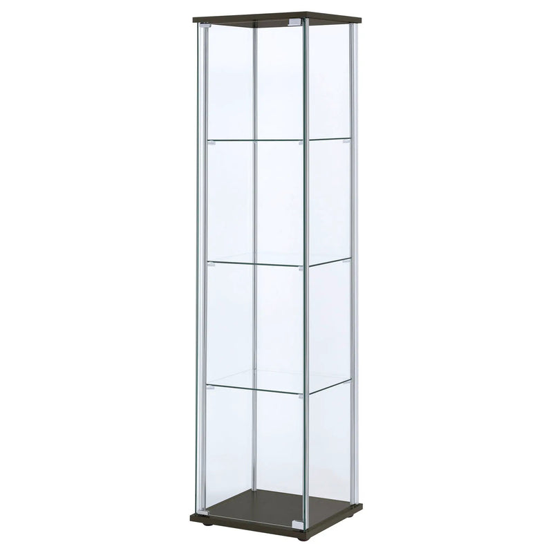 Bellatrix 3-shelf Clear Glass Curio Cabinet Cappuccino by Unique Piece Furniture
