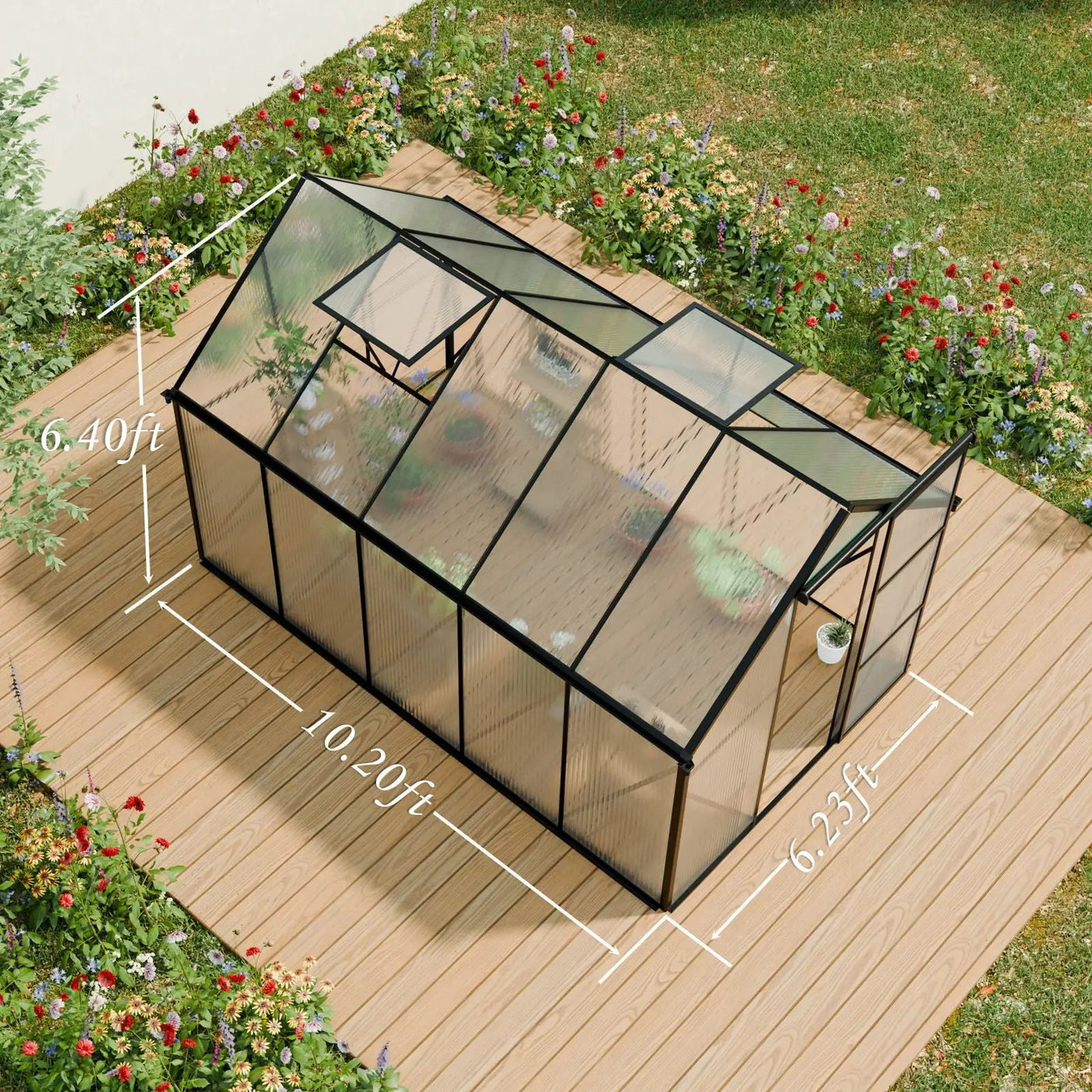 Polycarbonate house Raised Base And Anchor Aluminum Heavy Duty Walk-In houses For Outdoor Backyard In All Season by HouseOfZazla