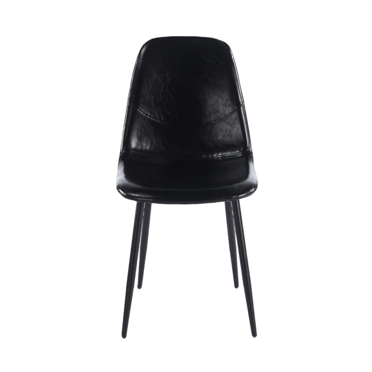 Black Dining Chairs Set of 4 with Metal Frame and Leather Accents, photo 7 of 13