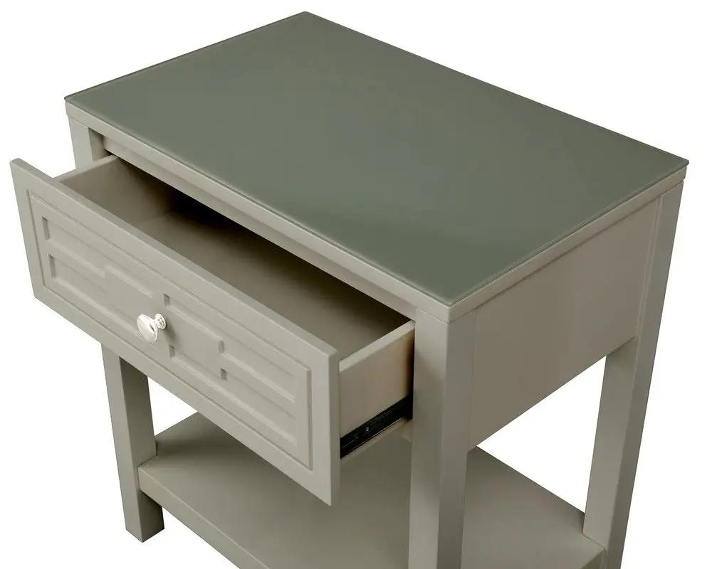 Dylan - Wooden End Side Table Nightstand With Glass Top And Drawer by Unique Piece Furniture