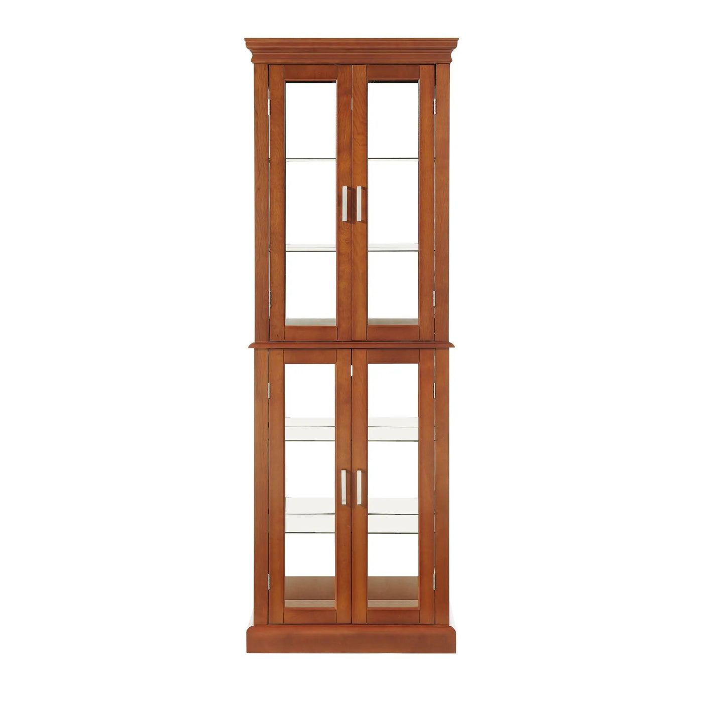 Lighted Curio Cabinet With Adjustable Shelves and Mirrored Back Panel by HouseOfZazla