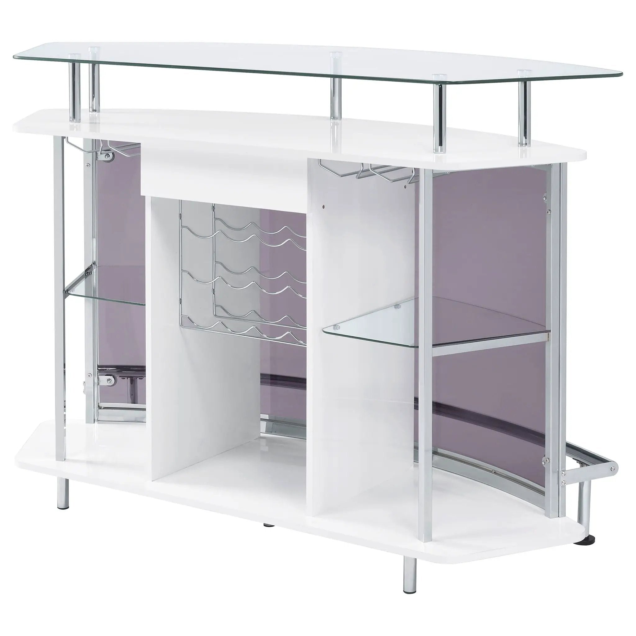 Gideon Curved Glass Top Home Bar Cabinet White High Gloss by Unique Piece Furniture