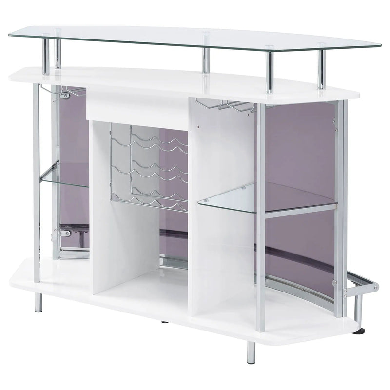 Gideon Curved Glass Top Home Bar Cabinet White High Gloss by Unique Piece Furniture