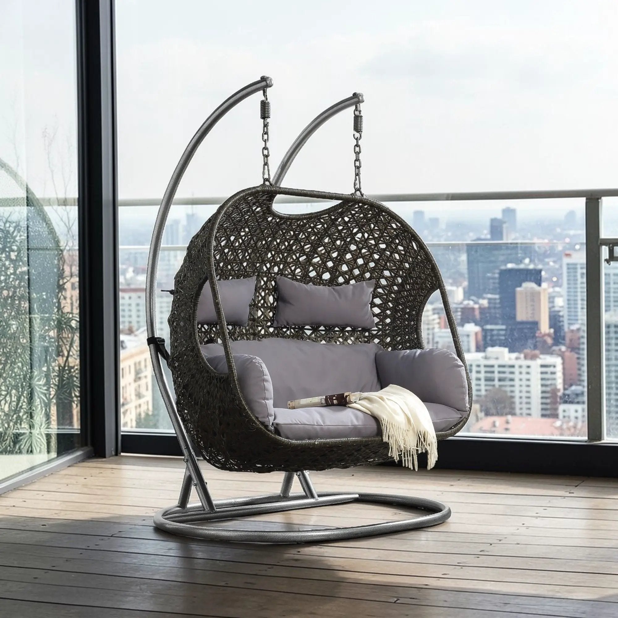 Vasant - Wicker Hanging Chair - Gray by Unique Piece Furniture