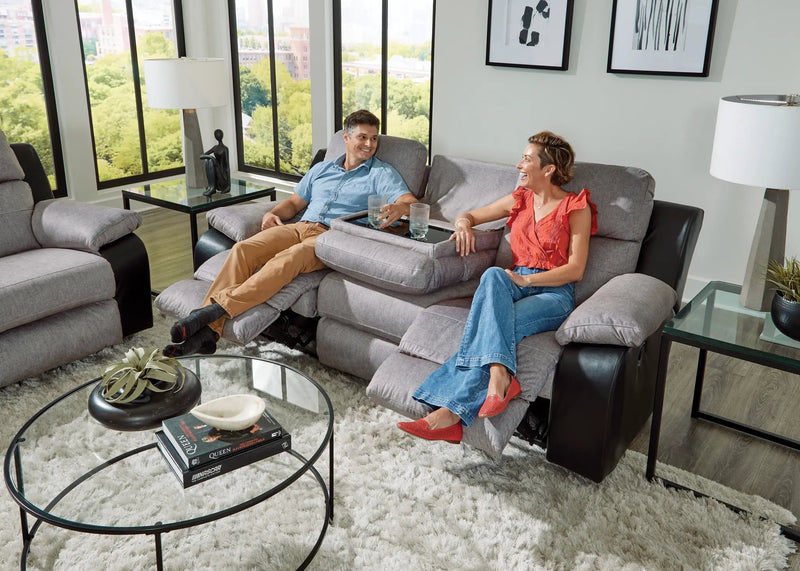 Felix - Sofa With 3 Recliners & Drop Down Table by Unique Piece Furniture