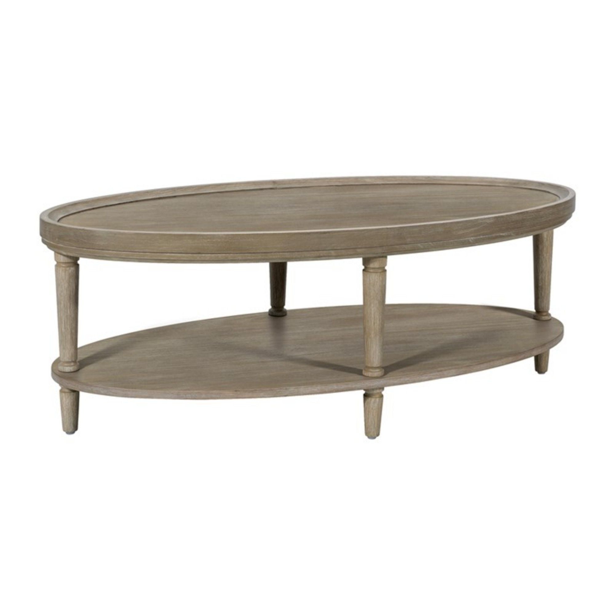 Bedford - Oval Coffee Table With Shelf - Natural by HouseOfZazla