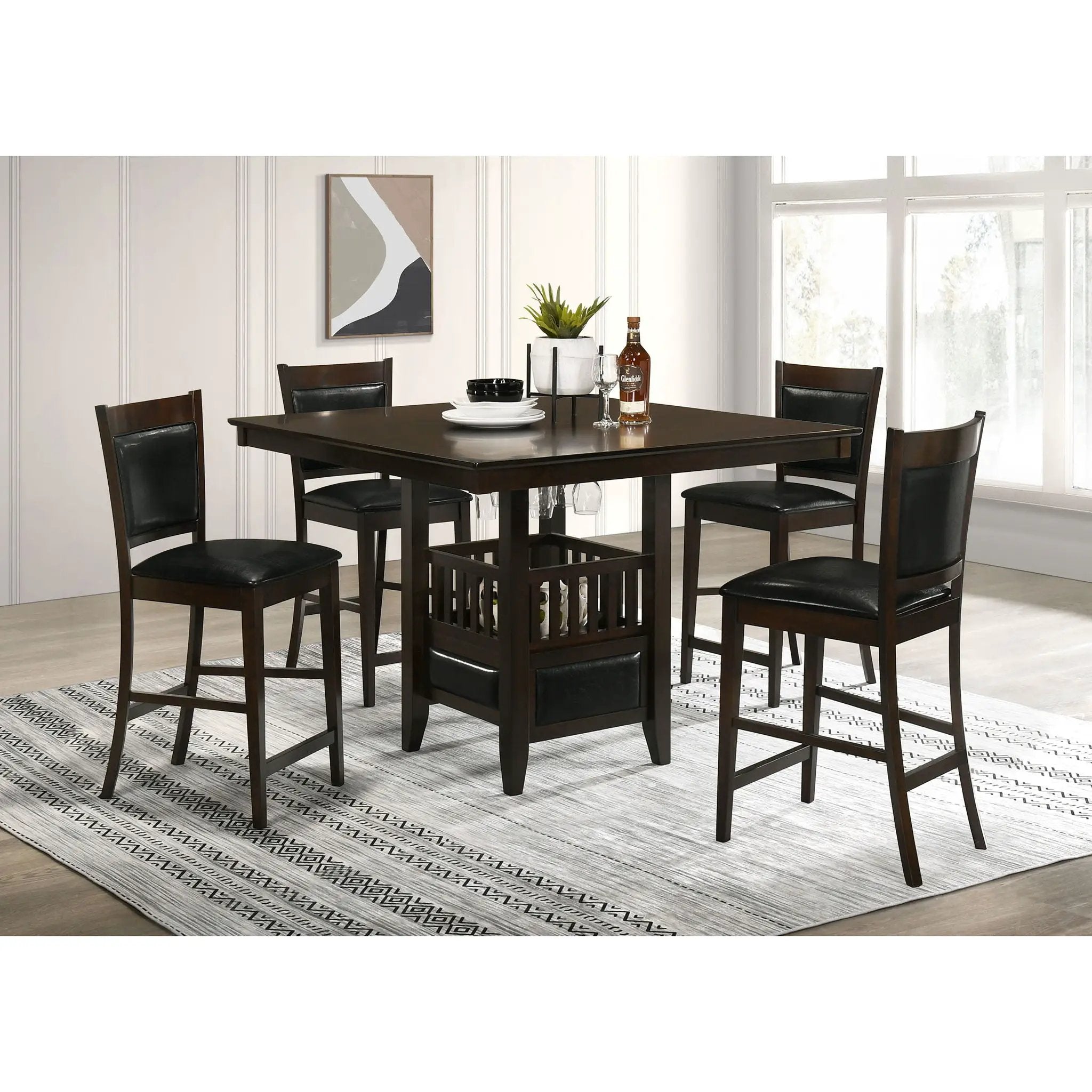 Upholstered Counter Height Stools (Set of 2) - Black / Espresso by HouseOfZazla
