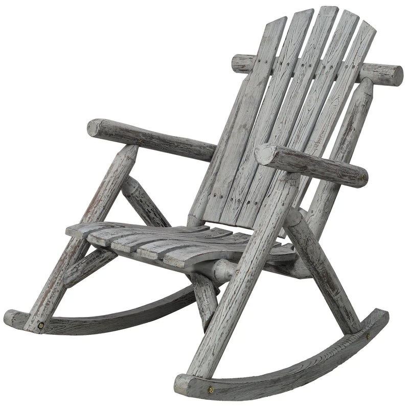 Durable Wooden Porch Rocker, Fir Log Rocking Chair by HouseOfZazla