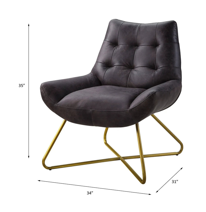 Dhalsim - Accent Chair - Antique Ebony Top Grain Leather by Unique Piece Furniture
