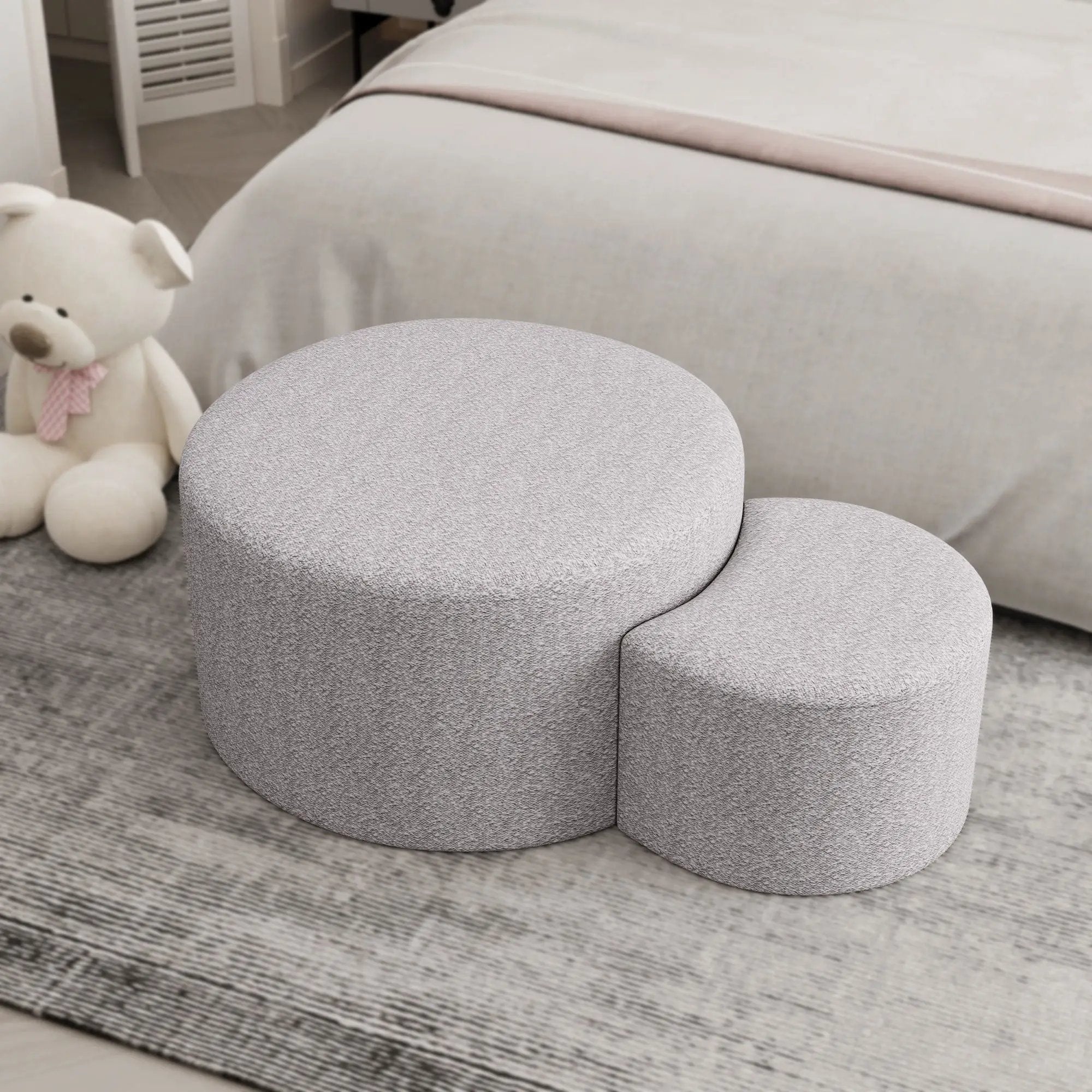 Upholstered Nesting Coffee Tables, Side Table, Footrest, Ottoman & Seat For Living Room Bedroom Entryway Office (Set of 2) - Beige by Unique Piece Furniture