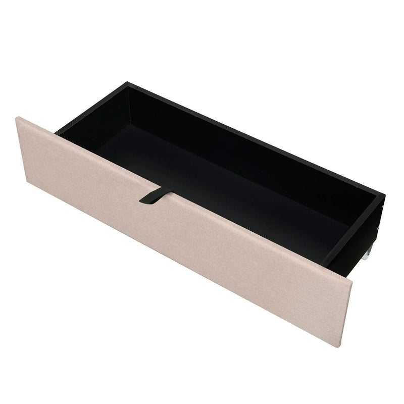 Upholstered Platform Bed With Storage Headboard, Trundle & 2 Drawers And A Set Of Sockets & USB Ports by HouseOfZazla