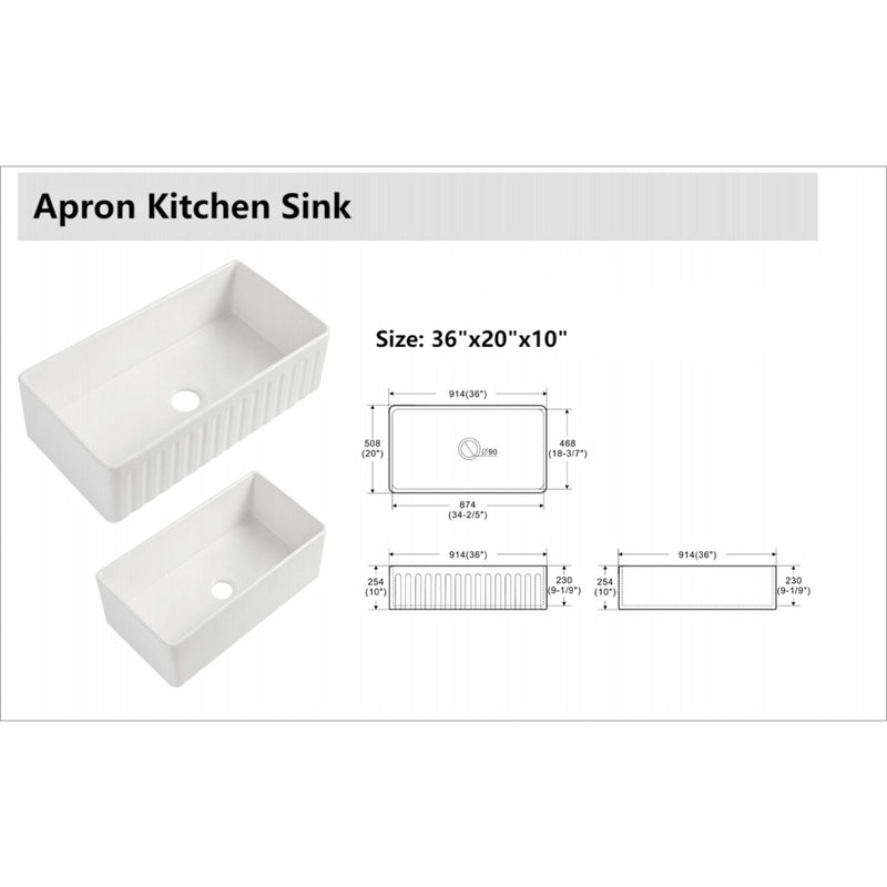 Ceramic Farmhouse Sink With Deep Basin And Stainless Steel Grid by HouseOfZazla
