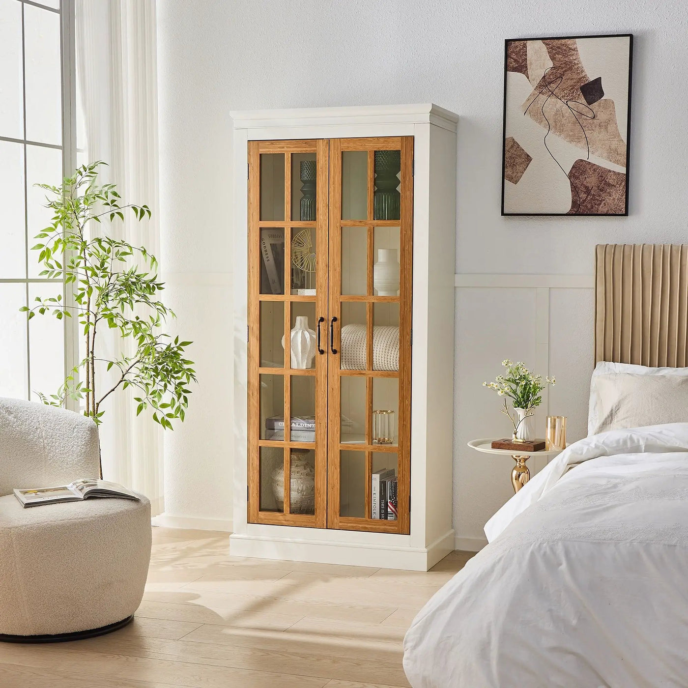 Rustic Style Display Cabinet With Glass Doors For Collectibles by HouseOfZazla