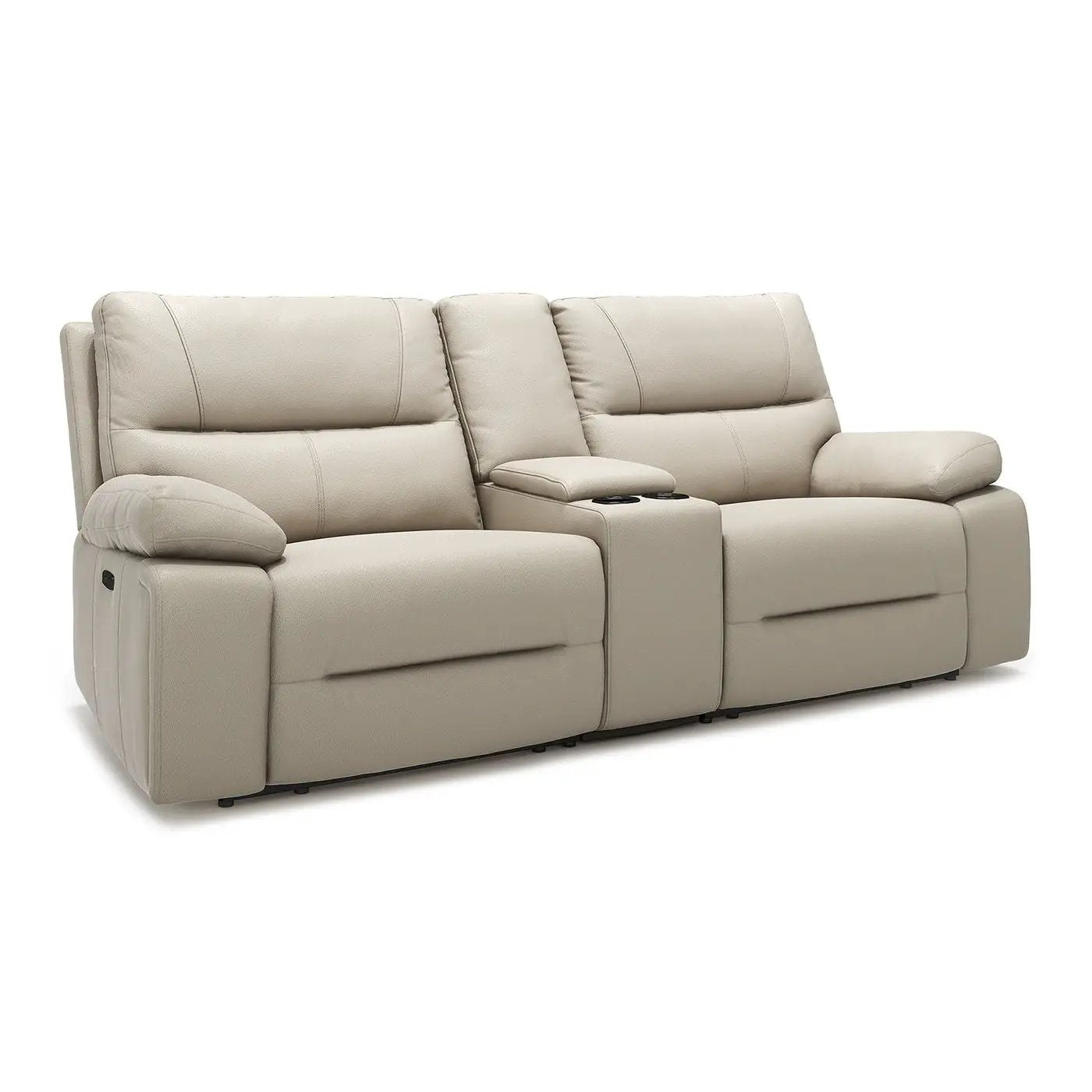 Malibu - Modern Power Motion 3 Piece Reclining Loveseat Sofa With Cup Holders - Cream Taupe Beige by Unique Piece Furniture