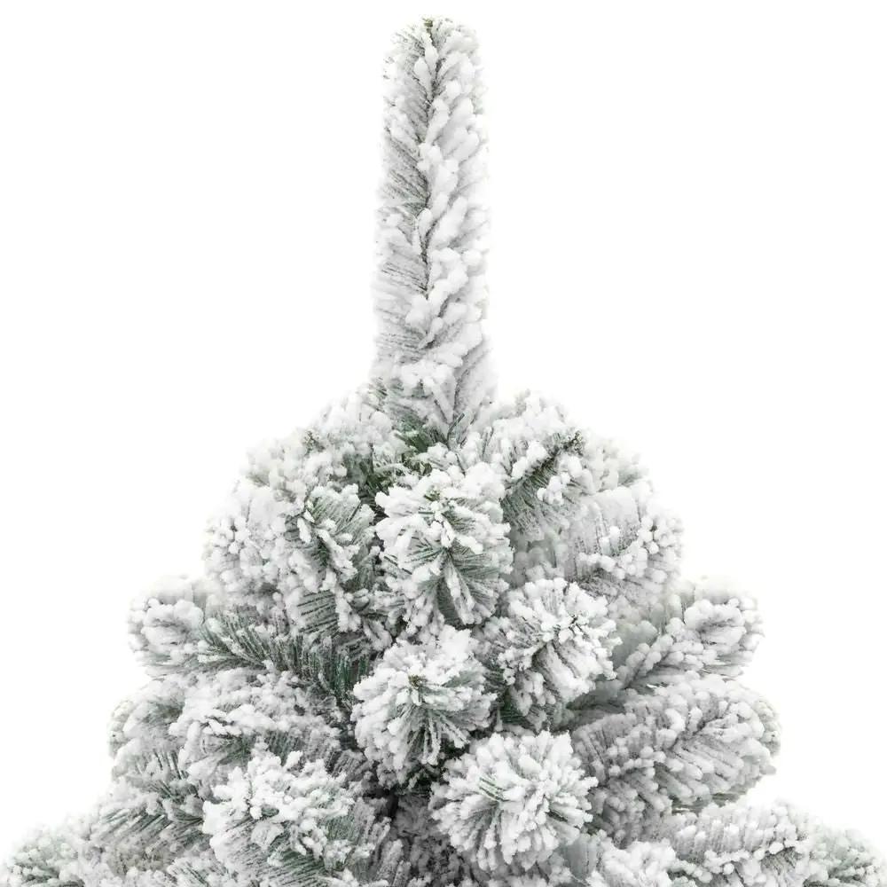 7.5 Foot Easy Set Up Snow Flocked Faux Pine Christmas Tree with Metal Stand by HomePacific