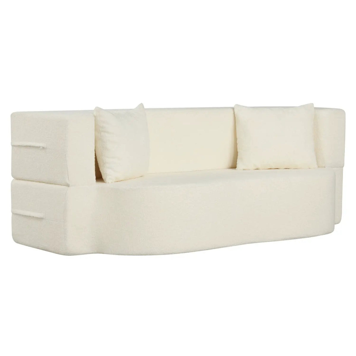 75.5 inch Folding Sofa Bed 2-in-1 Convertible Teddy Fleece Floor Loveseat with 2 Comfortable Pillows by DirectDeals