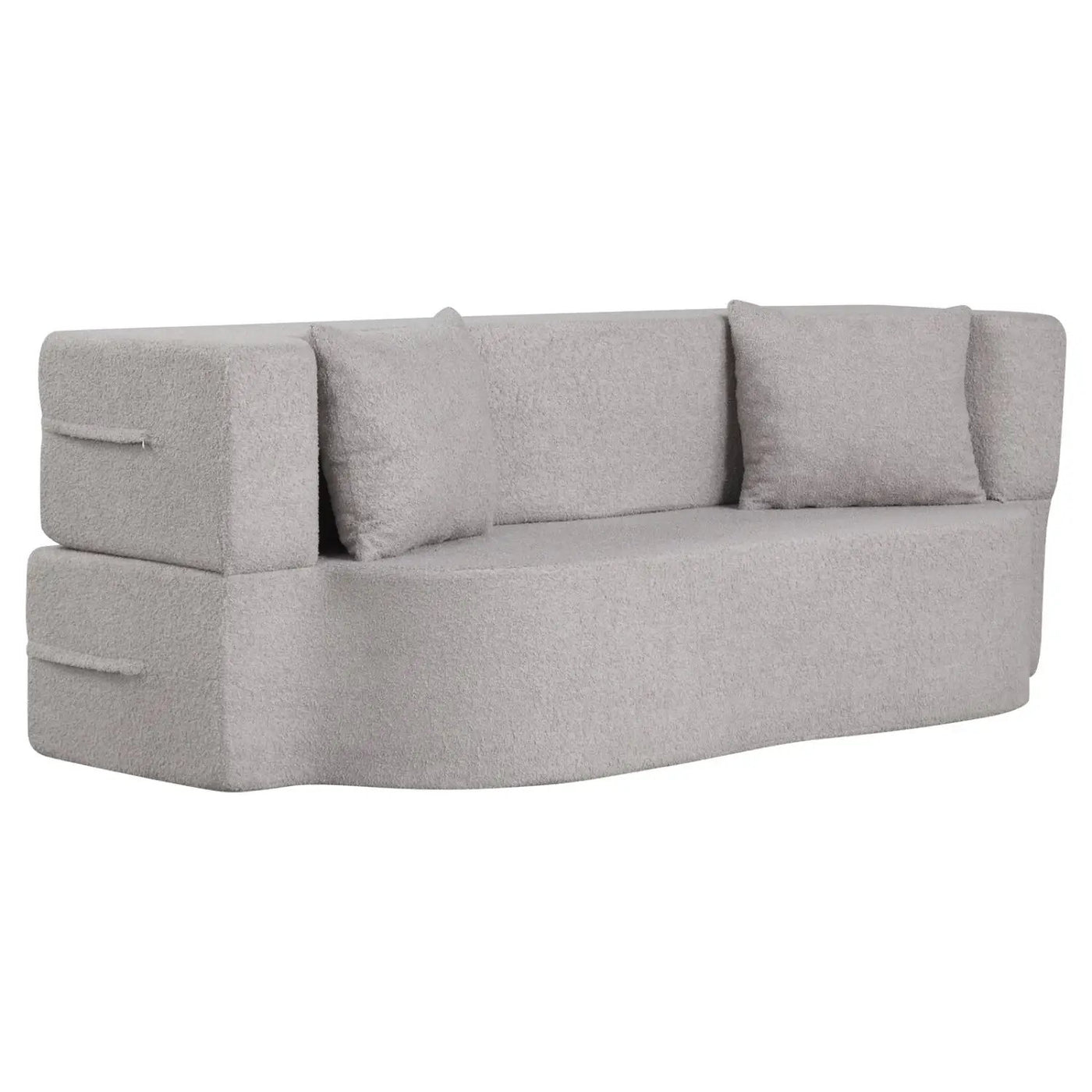 75.5 inch Folding Sofa Bed 2-in-1 Convertible Teddy Fleece Floor Loveseat with 2 Comfortable Pillows by DirectDeals