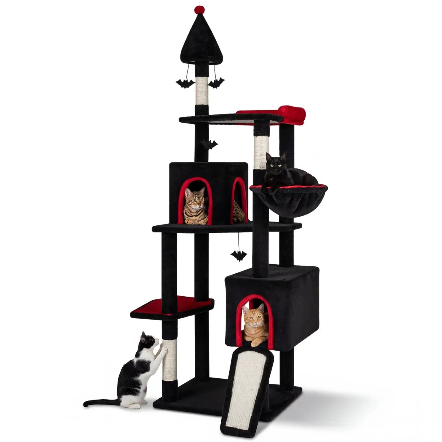 75 Inch Gothic Cat Tree with 2 Condos and Top Perch for Large Cats 20+ LBS by DirectDeals