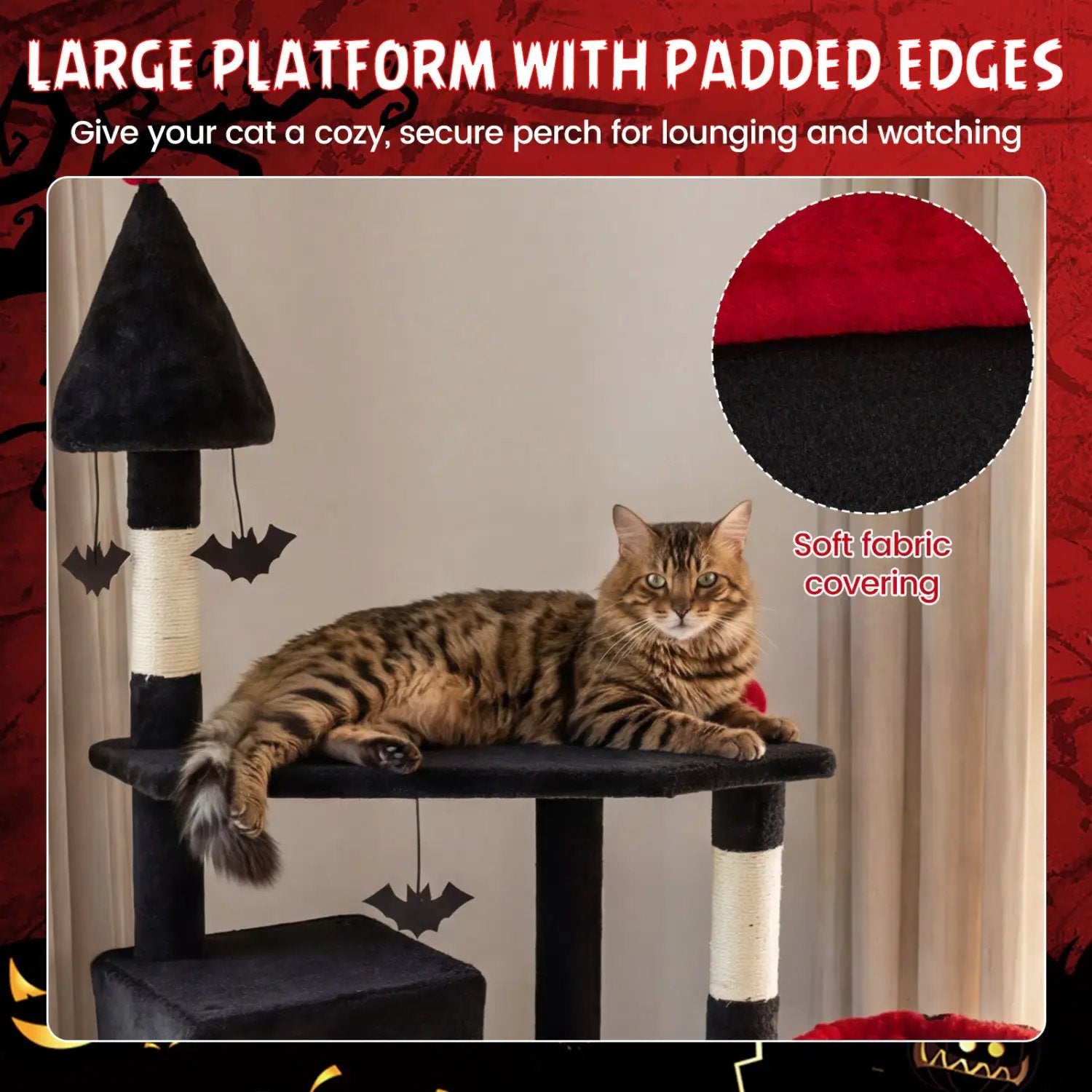 75 Inch Gothic Cat Tree with 2 Condos and Top Perch for Large Cats 20+ LBS by DirectDeals