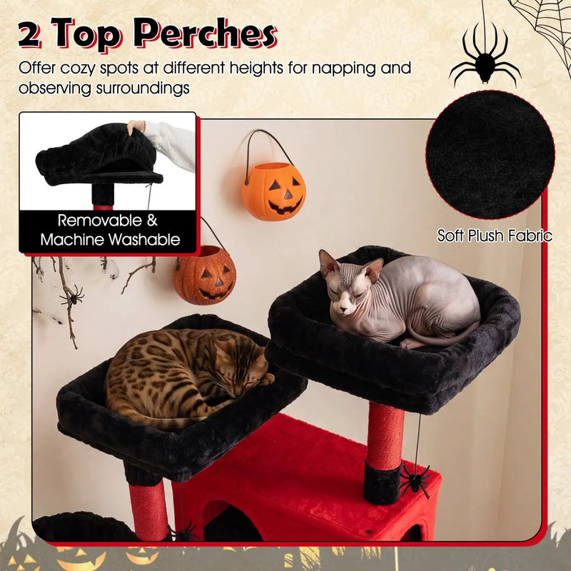 Gothic Cat Tree 75 Inch with Dual Perches and Houses by DirectDeals