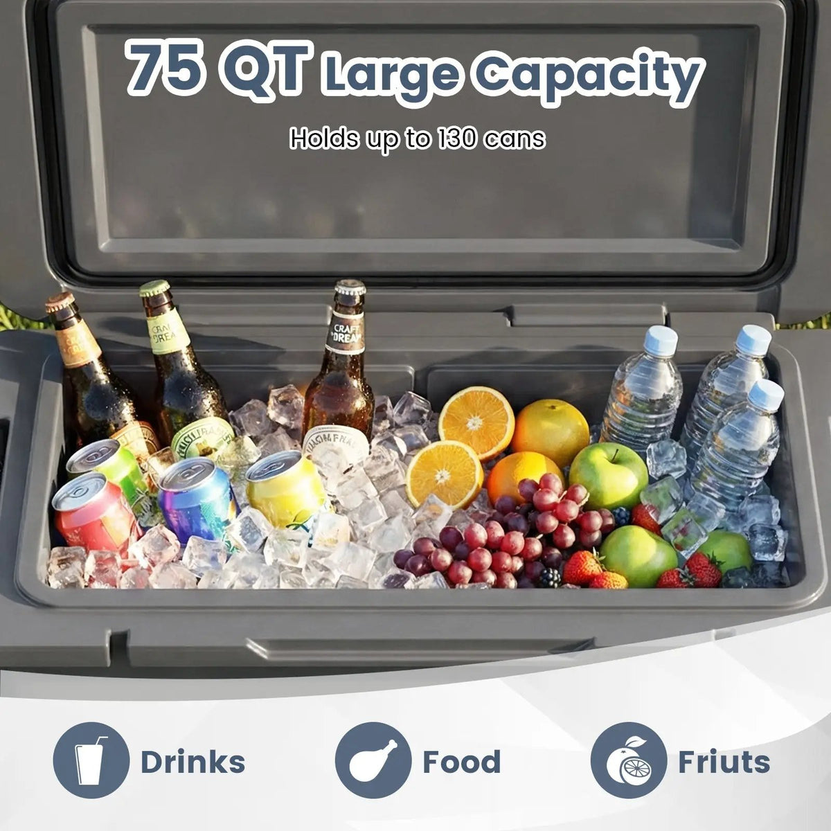 75 Quart Portable Hard Cooler with 6-Day Ice Retention and Wheels by DirectDeals