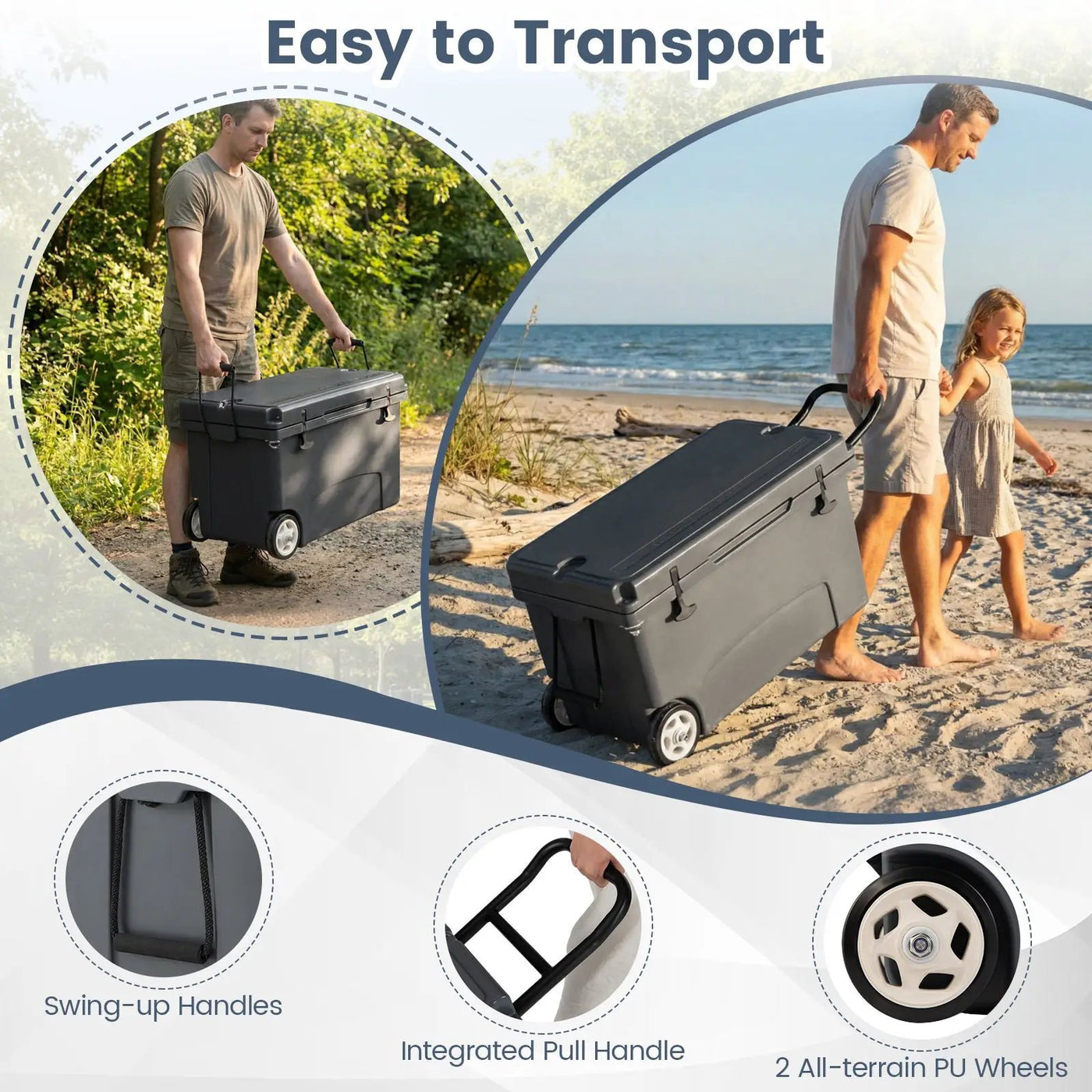 75 Quart Portable Hard Cooler with 6-Day Ice Retention and Wheels by DirectDeals