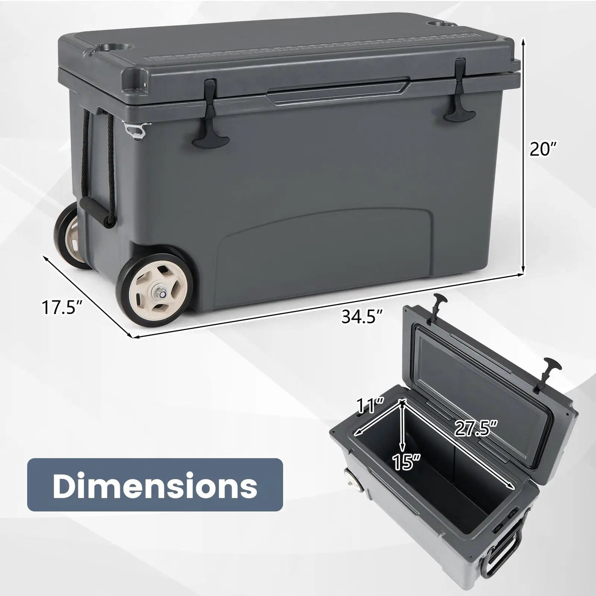 75 Quart Portable Hard Cooler with 6-Day Ice Retention and Wheels by DirectDeals