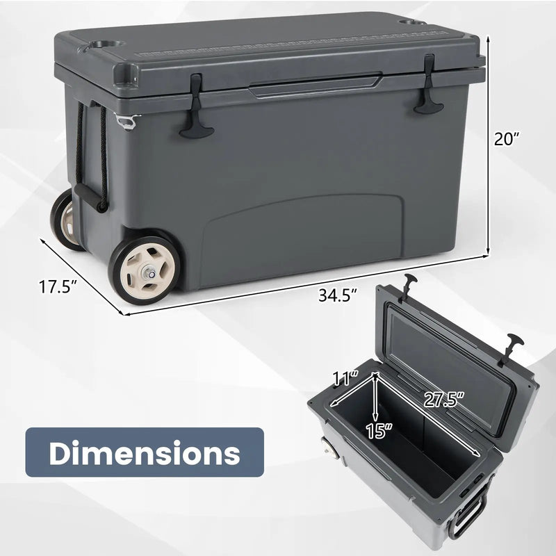 75 Quart Portable Hard Cooler with 6-Day Ice Retention and Wheels by DirectDeals