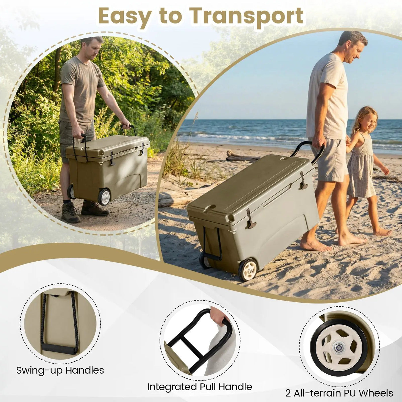 75 Quart Portable Hard Cooler with 6-Day Ice Retention and Wheels by DirectDeals