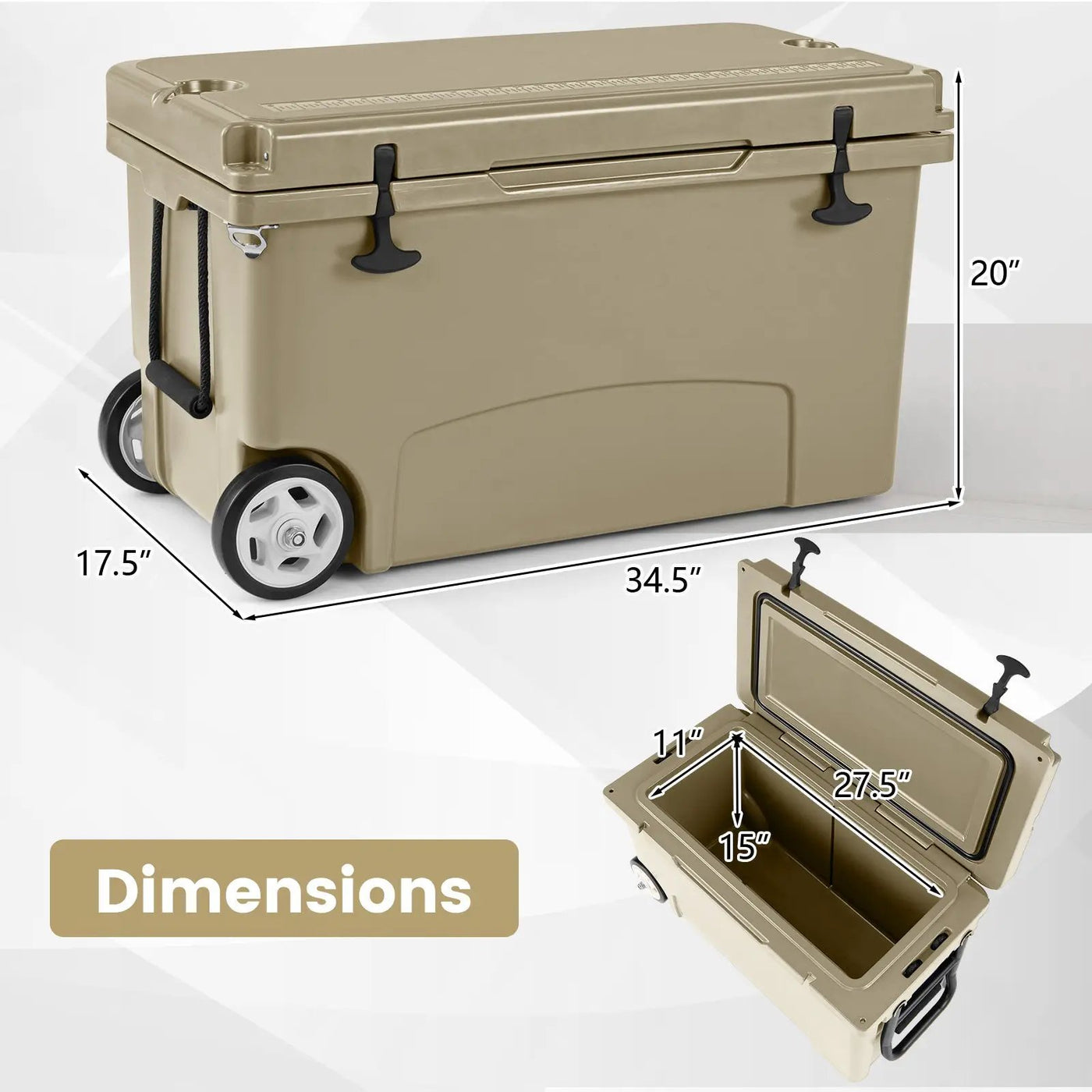 75 Quart Portable Hard Cooler with 6-Day Ice Retention and Wheels by DirectDeals