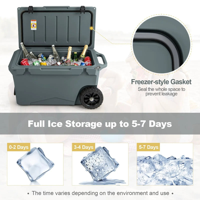 75 Quart Portable Cooler Rotomolded Ice Chest with Handles and Wheels by DirectDeals