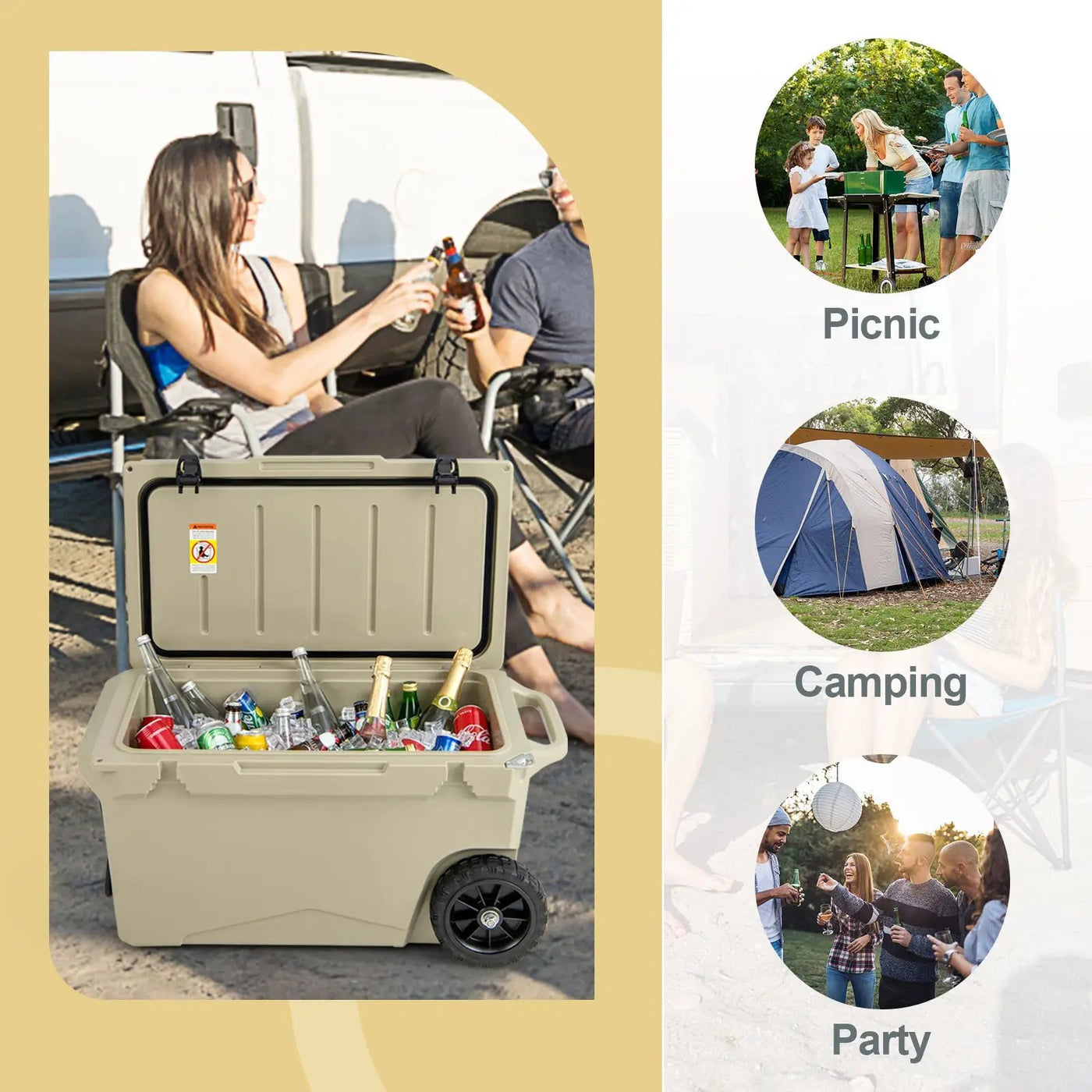 75 Quart Portable Cooler Rotomolded Ice Chest with Handles and Wheels by DirectDeals