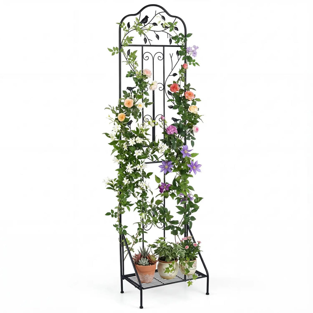 Metal Garden Trellis with Foldable Shelf 75 x 20 Inch by DirectDeals