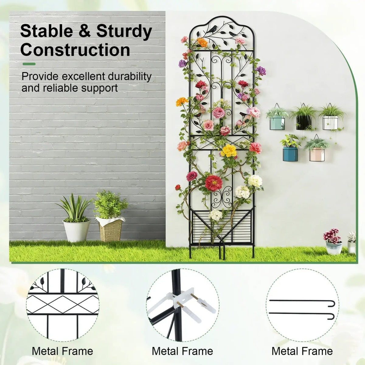 Metal Garden Trellis with Foldable Shelf 75 x 20 Inch by DirectDeals
