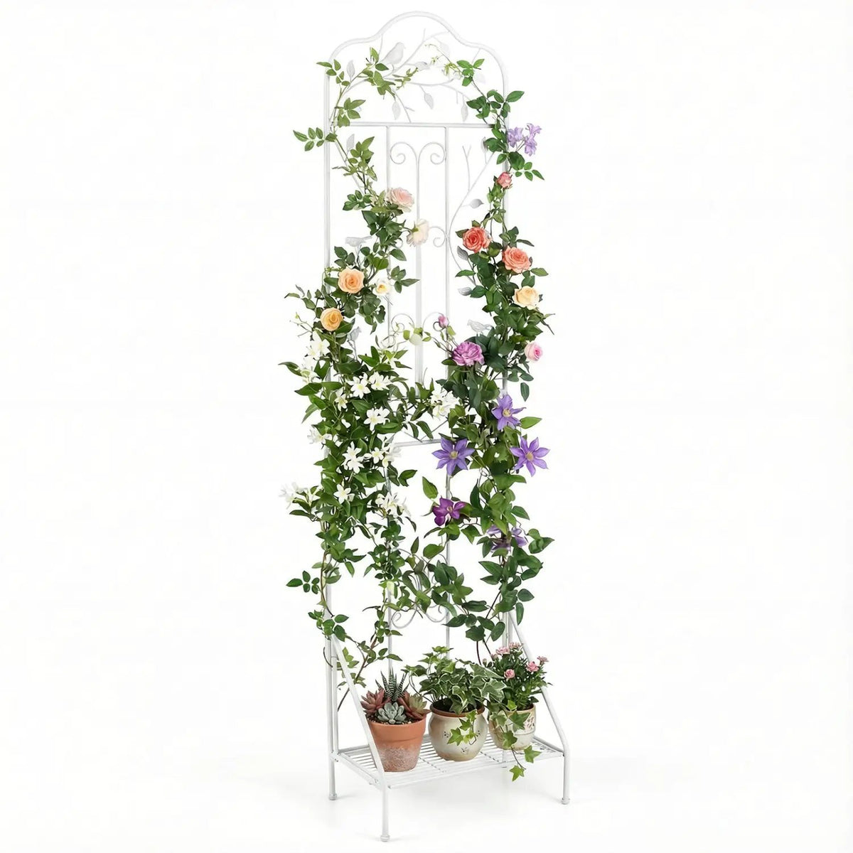 Metal Garden Trellis with Foldable Shelf 75 x 20 Inch by DirectDeals