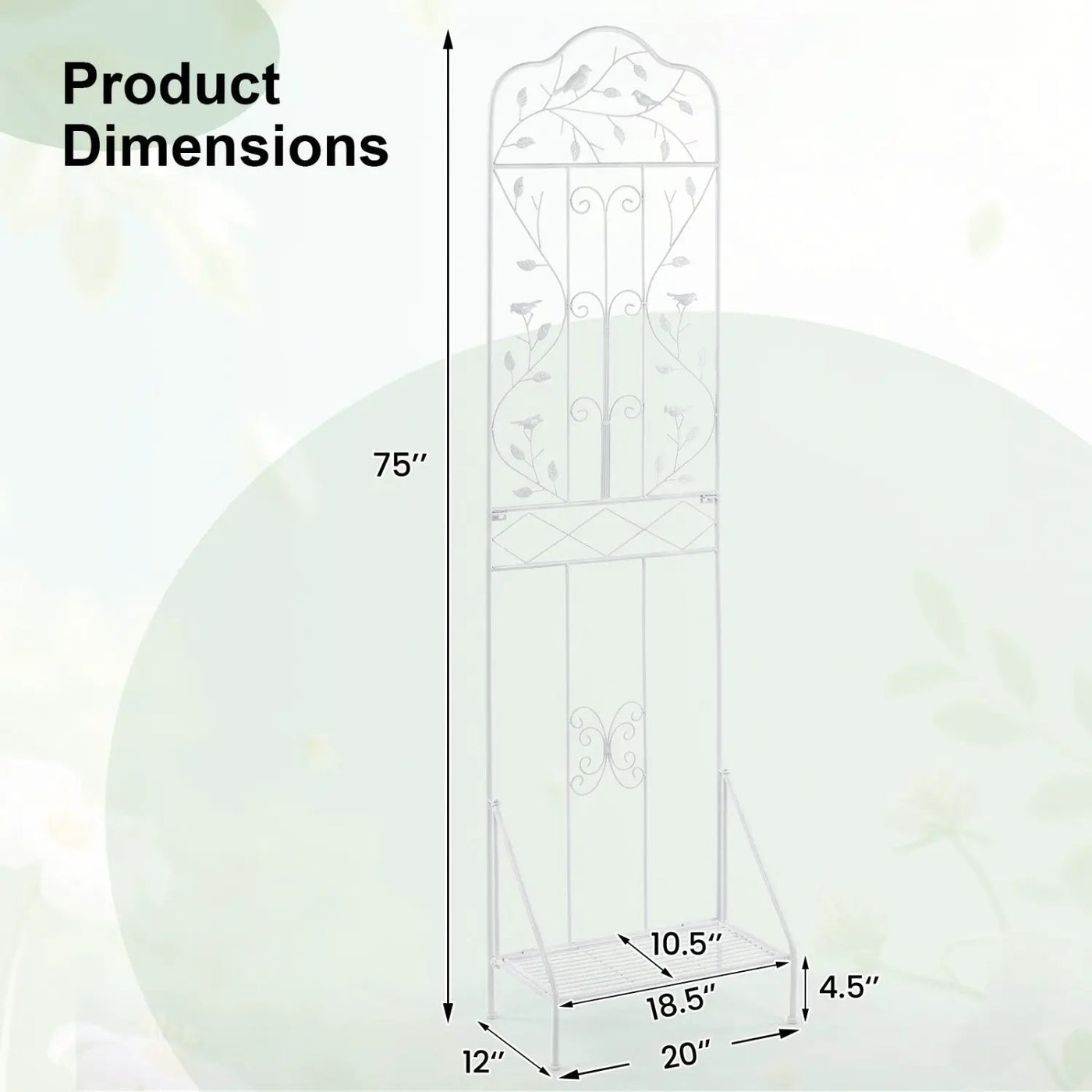 Metal Garden Trellis with Foldable Shelf 75 x 20 Inch by DirectDeals