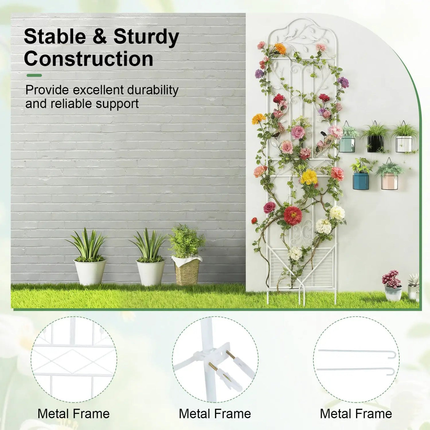 Metal Garden Trellis with Foldable Shelf 75 x 20 Inch by DirectDeals