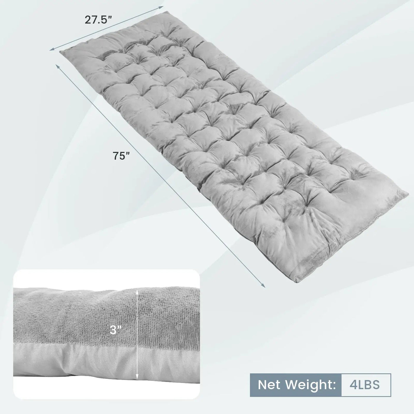 75 x 27.5 Inch Camping Cot Pads with Soft and Breathable Crystal Velvet by DirectDeals