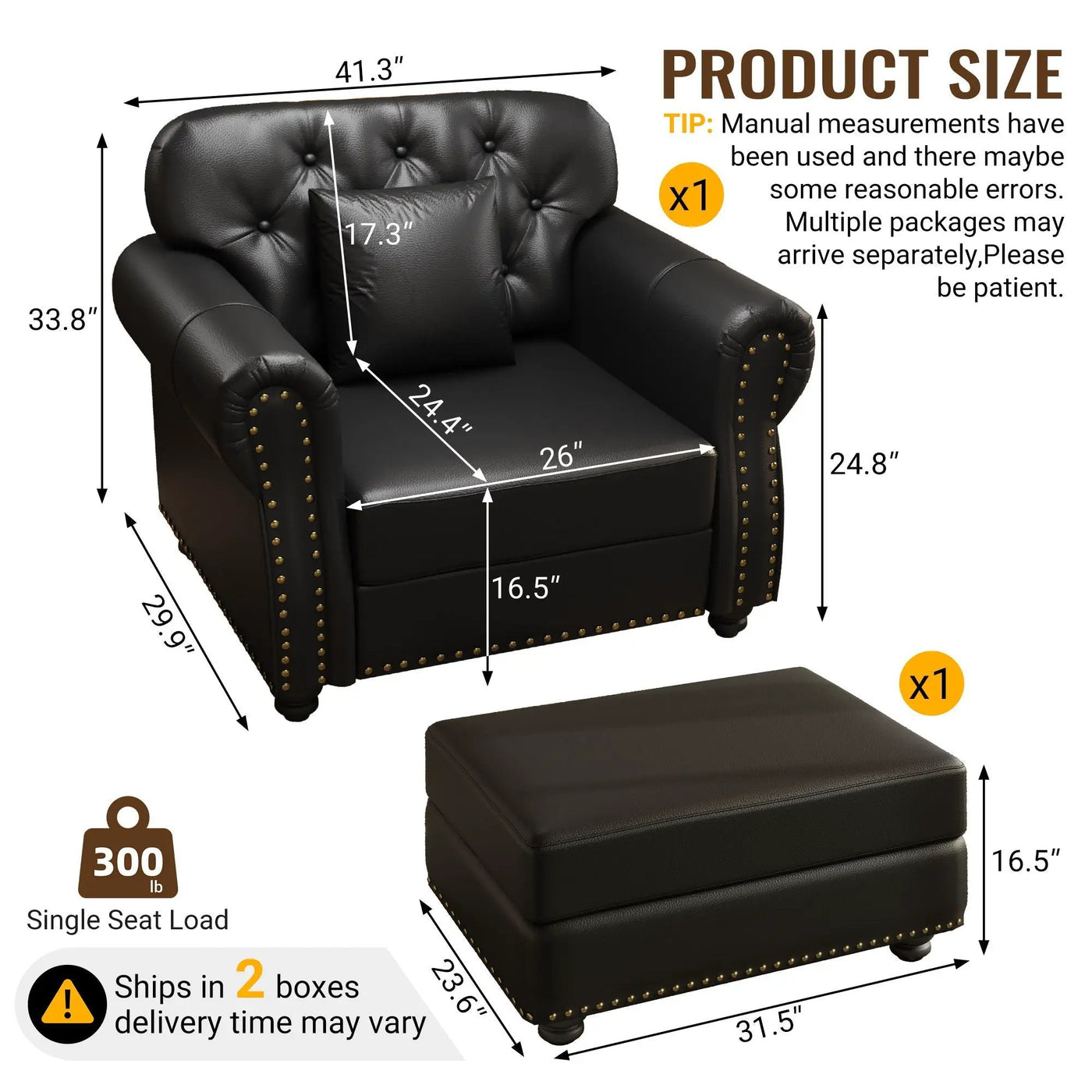 Upholstered Sofa With Nailhead Trim, Rolled Armrests With Ottoman by HouseOfZazla