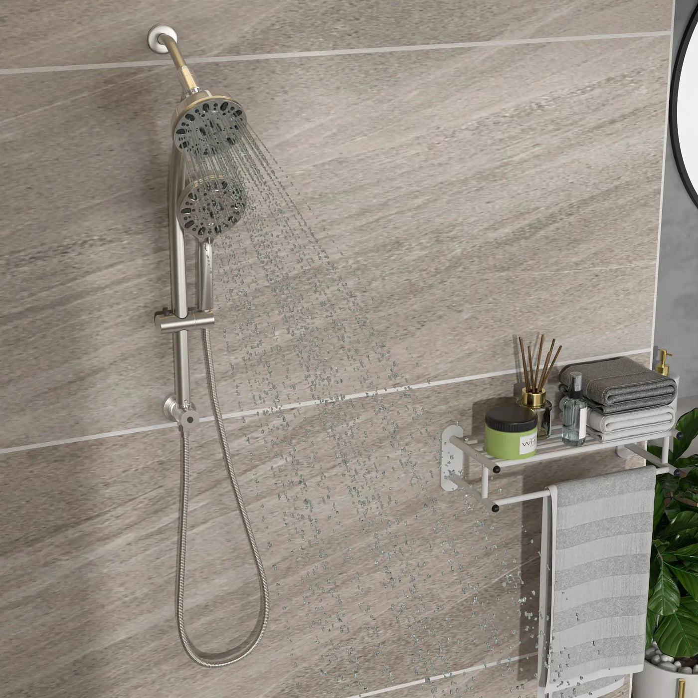 Multi Function Dual Shower Head Shower System With 4.7" Rain Showerhead, 7 Function Hand Shower, Adjustable Slide Bar by HouseOfZazla