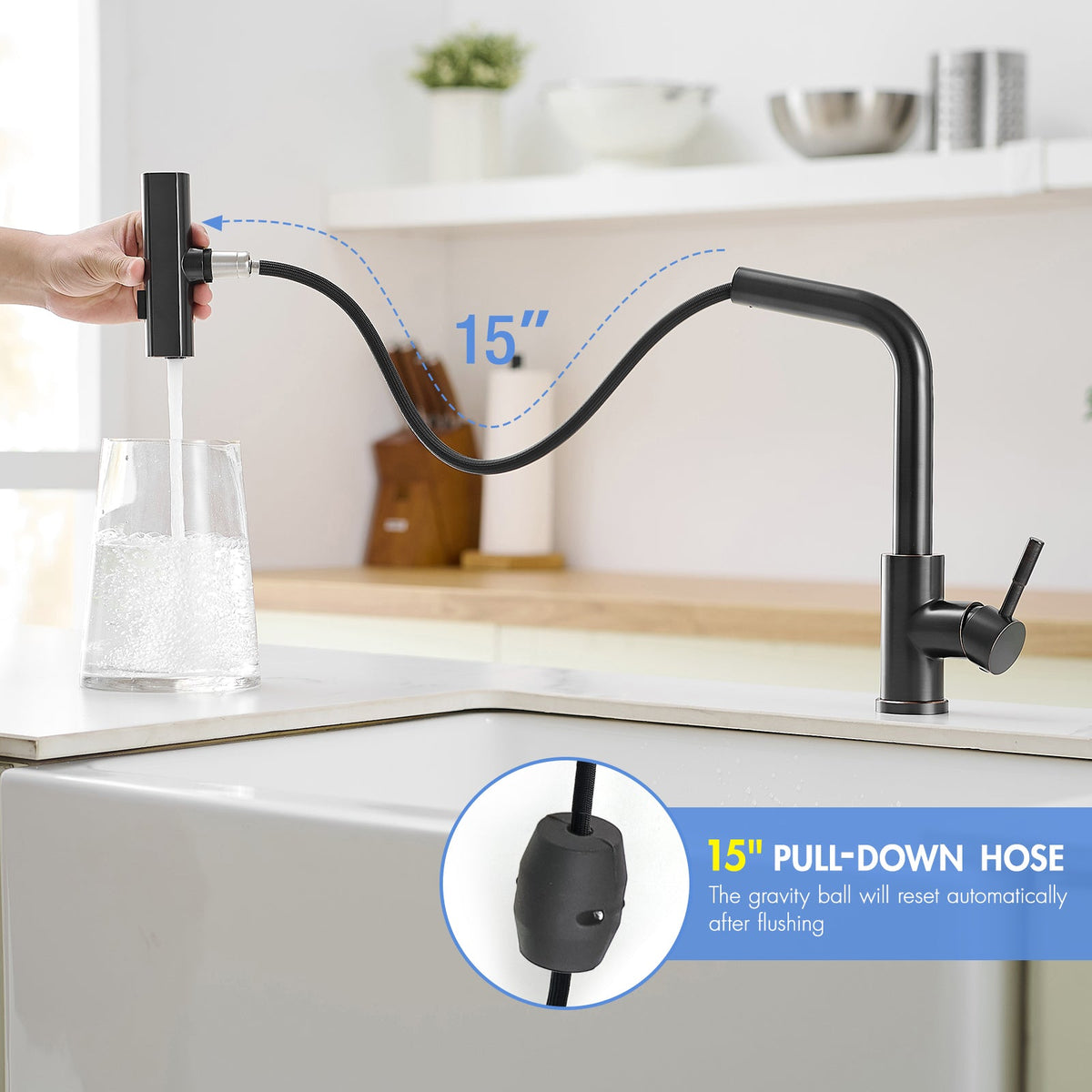 360° Rotation Pull-Down Kitchen Faucet - Oil Rubbed Bronze, photo 4 of 9