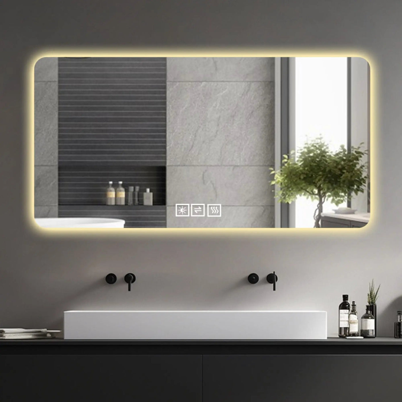LED Bathroom Mirror With 3 Color Dimmable Backlight by HouseOfZazla